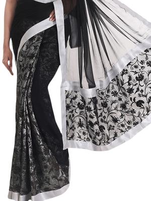 half half velvet saree from ZAIN TEXTILES - 10003207 - Standard Image - 3
