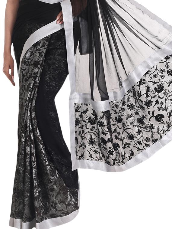 half half velvet saree from ZAIN TEXTILES - 10003207 - Zoom Image - 3