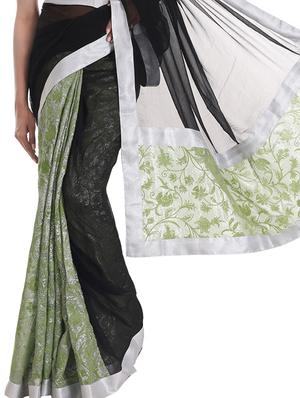 embroidered half and half saree with blouse - 10003208 - Standard Image - 3