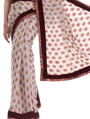 paisley woven saree with blouse - 10003210 - Standard Image - 3