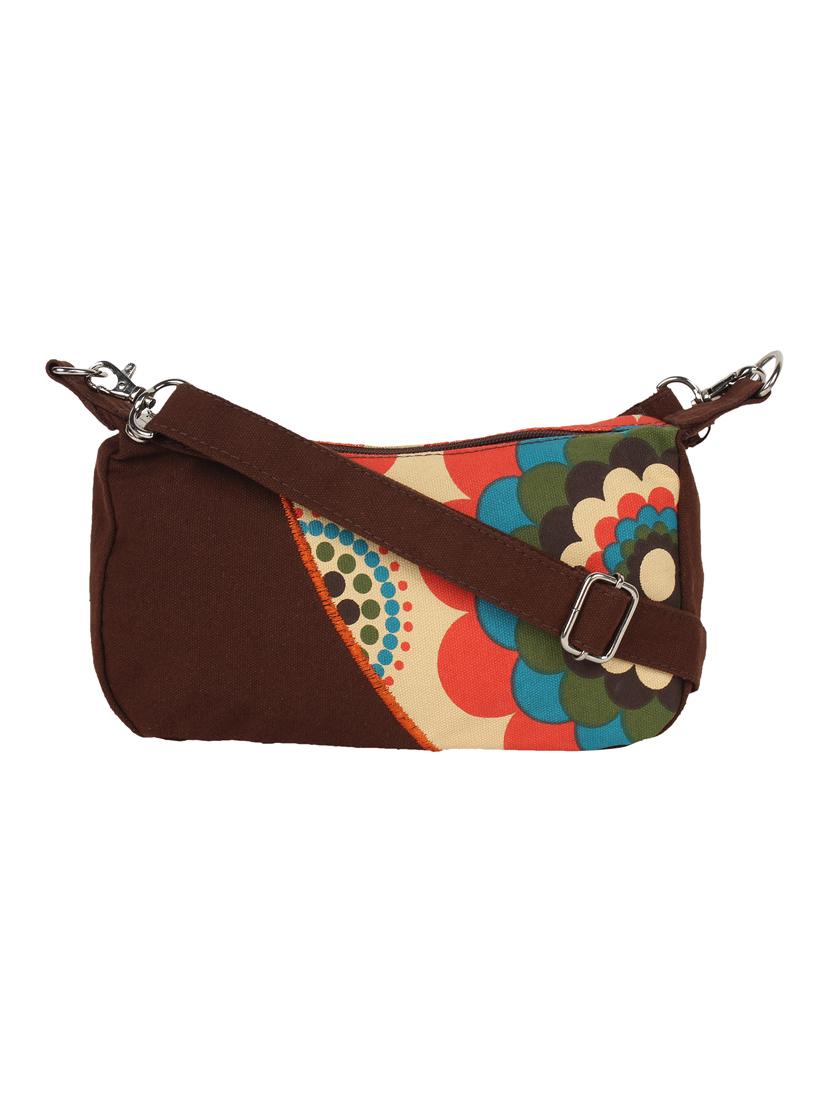 brown,multi-colored canvas sling bag - 10008113 - Zoom Image - 1
