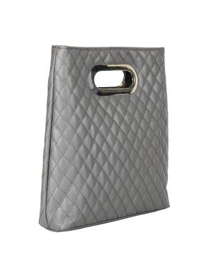 grey quilted top handle bag - 10008158 - Standard Image - 5