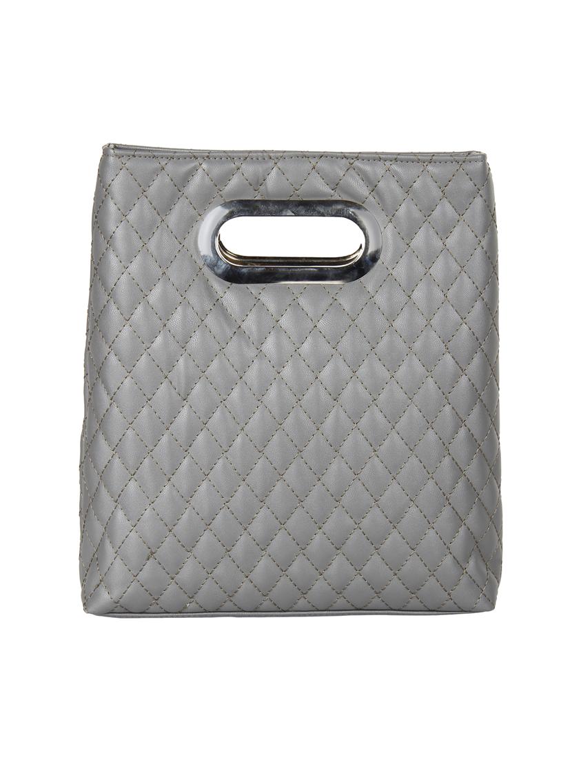 grey quilted top handle bag - 10008158 - Zoom Image - 2