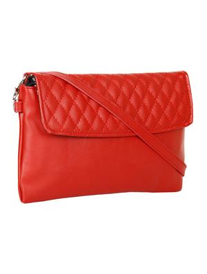 red leatherette quilted sling bag - 10008167 - Standard Image - 5