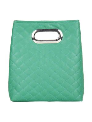 green leatherette quilted handbag - 10008208 - Standard Image - 2
