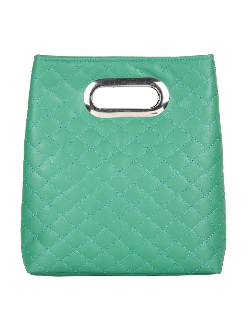 green leatherette quilted handbag