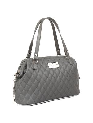 grey leatherette quilted handbag - 10008216 - Standard Image - 5