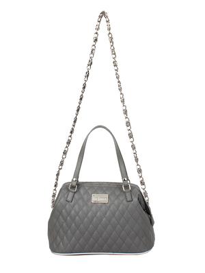 grey leatherette quilted handbag - 10008216 - Standard Image - 6