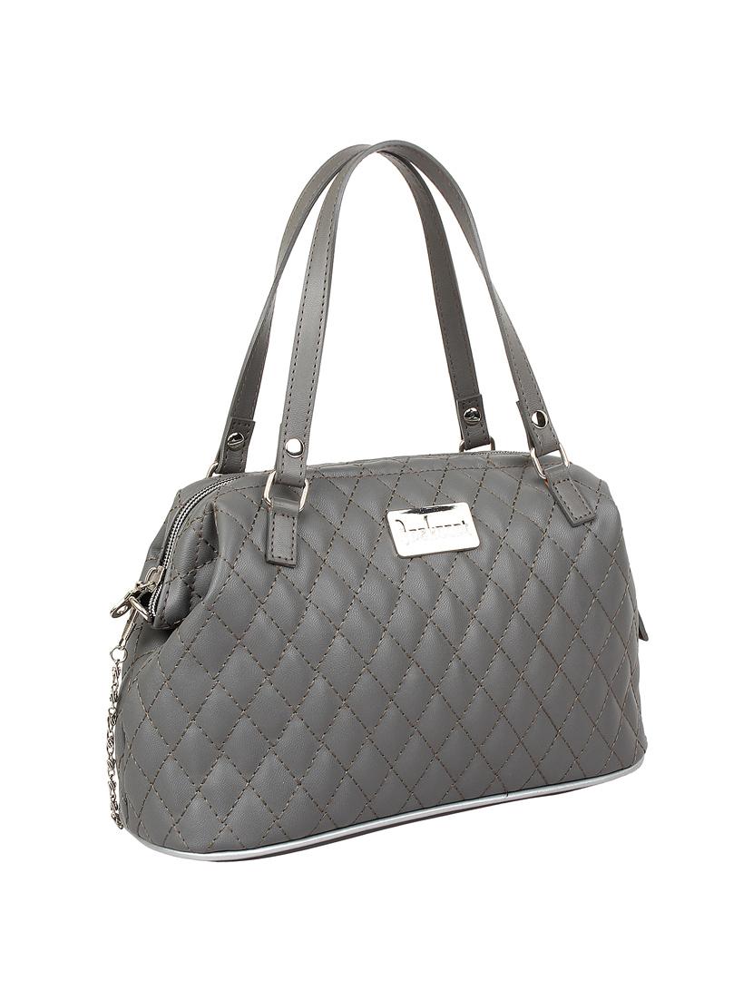 grey leatherette quilted handbag - 10008216 - Zoom Image - 5