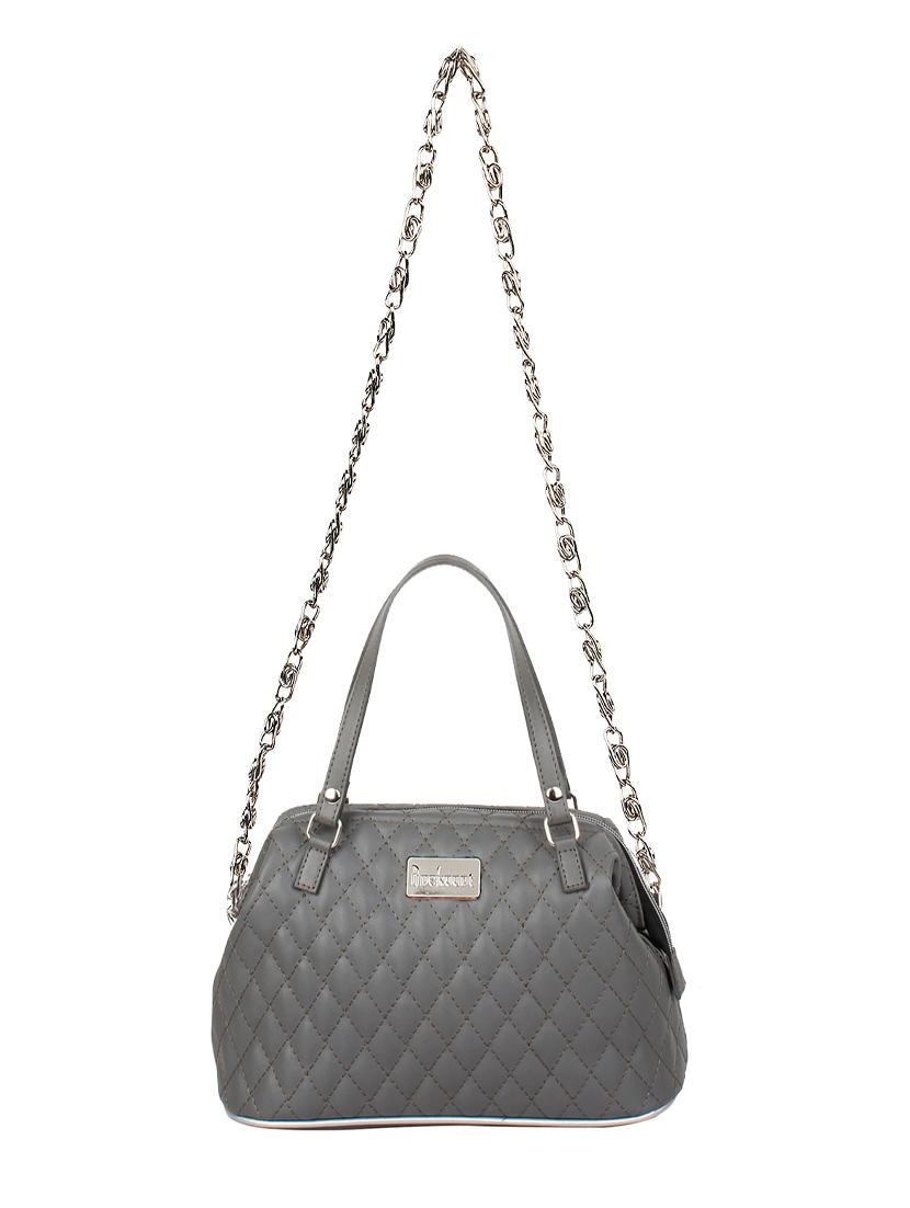 grey leatherette quilted handbag - 10008216 - Zoom Image - 6