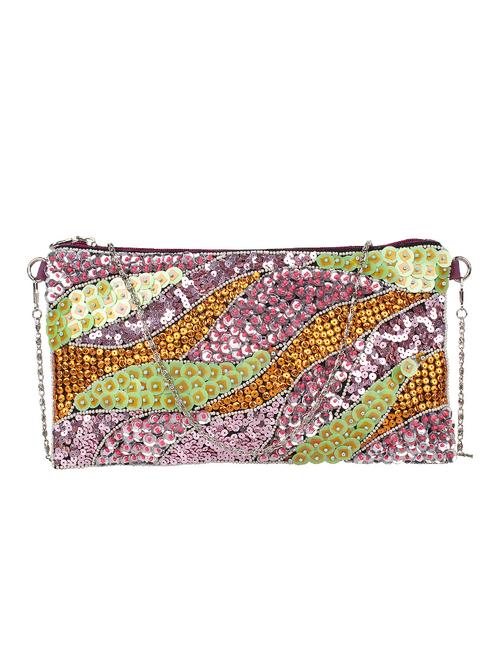 multi-colored sequin & bead clutch - 10008229 -  Standard Image - 0