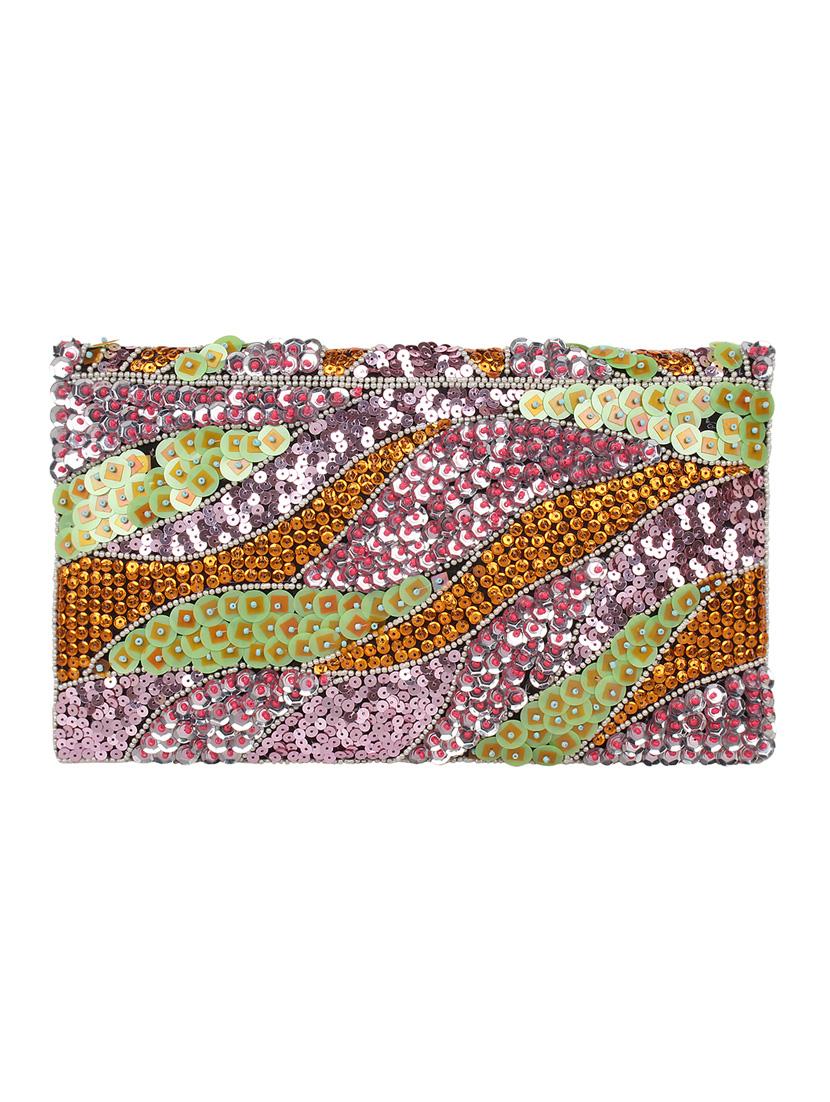 pink cotton ethnic clutch - 10008231 - Zoom Image - 2