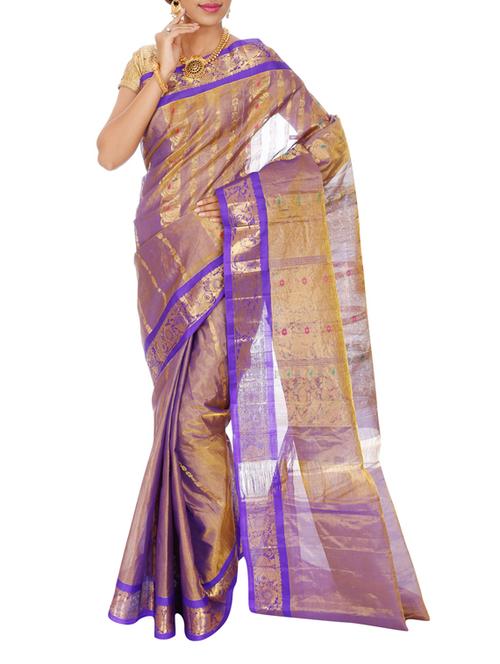 violet silk blend saree - 10009174 - Standard Image - 1