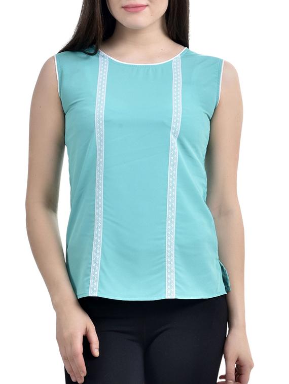 contrast lace detail top - 10010159 - Zoom Image - 1