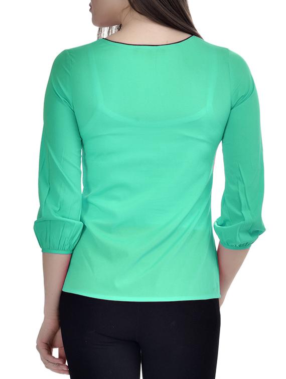 contrast piping notch neck top - 10010173 - Zoom Image - 3