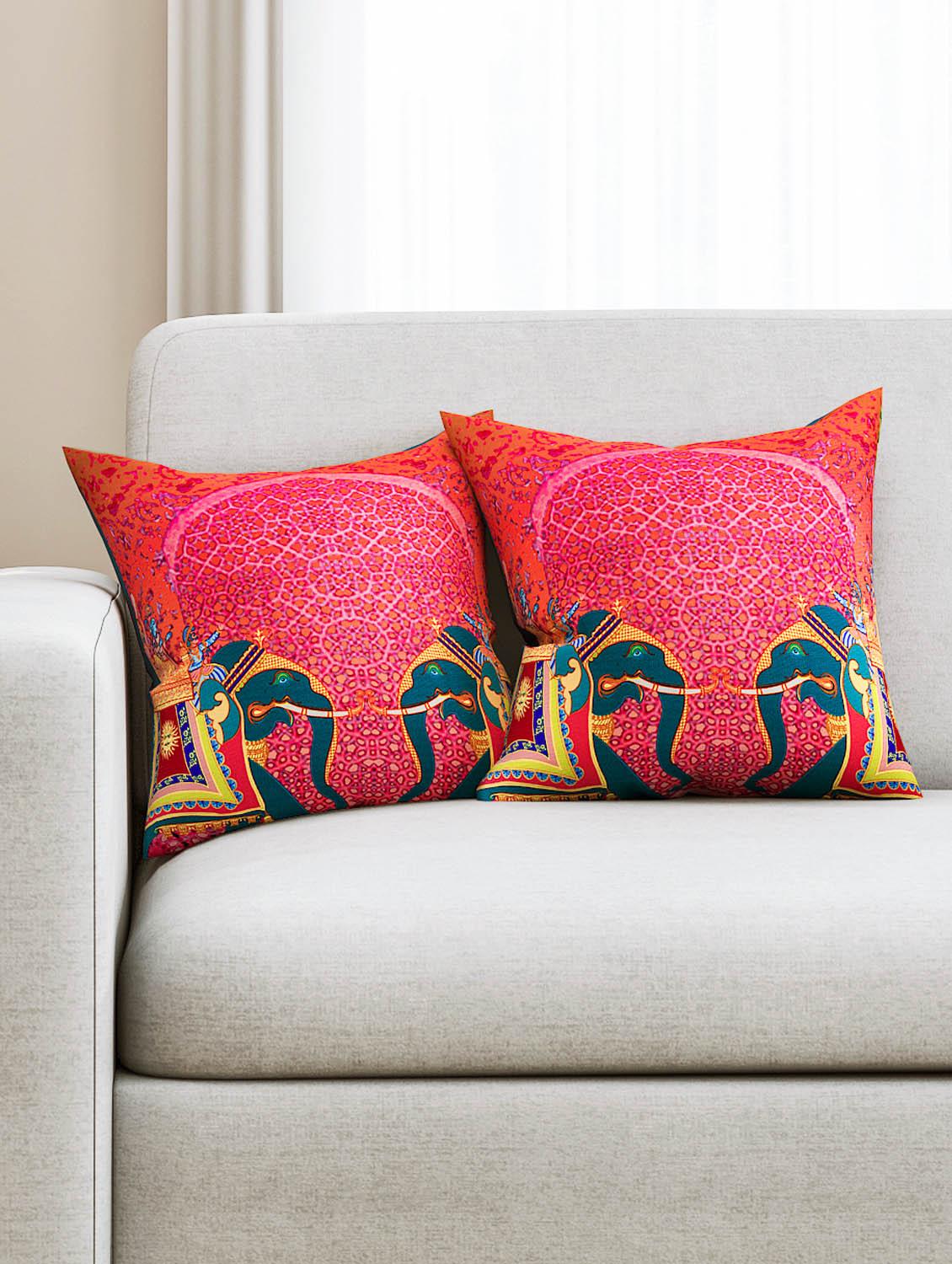 sej abstract orange hd digital premium 16 by 16 inch cushion cover (set of 2)(sbccdp0042p) - 10014032 - Zoom Image - 1