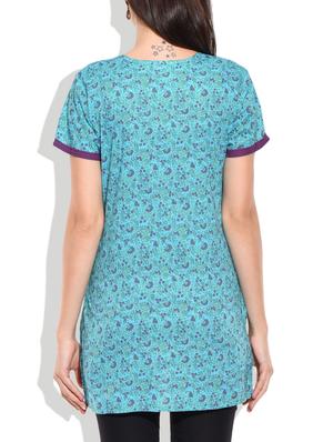 turquoise multi cotton kurti - 10015587 - Standard Image - 3
