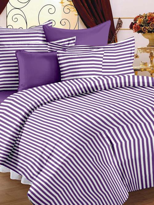 story@ home purple 100% cotton magic 1 double bedsheet with 2 pillow cover - 1001642 - Standard Image - 1