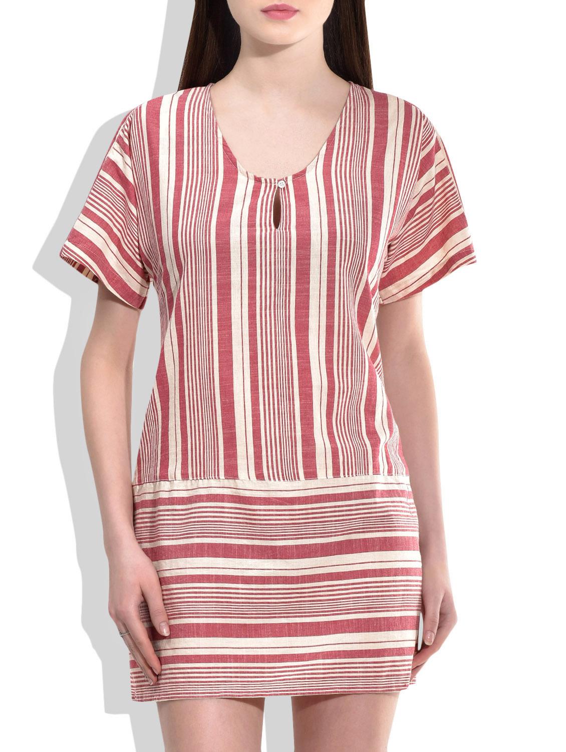 red,cream cotton dress - 10016526 - Zoom Image - 1