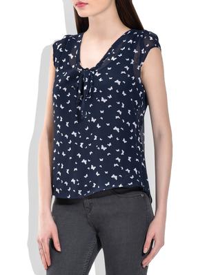 navy blue,white poly georgette top - 10016572 - Standard Image - 2