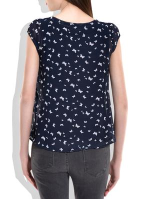 navy blue,white poly georgette top - 10016572 - Standard Image - 3