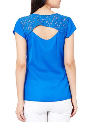 the vanca azure lace detailed top with cut out back - 10016767 - Standard Image - 3
