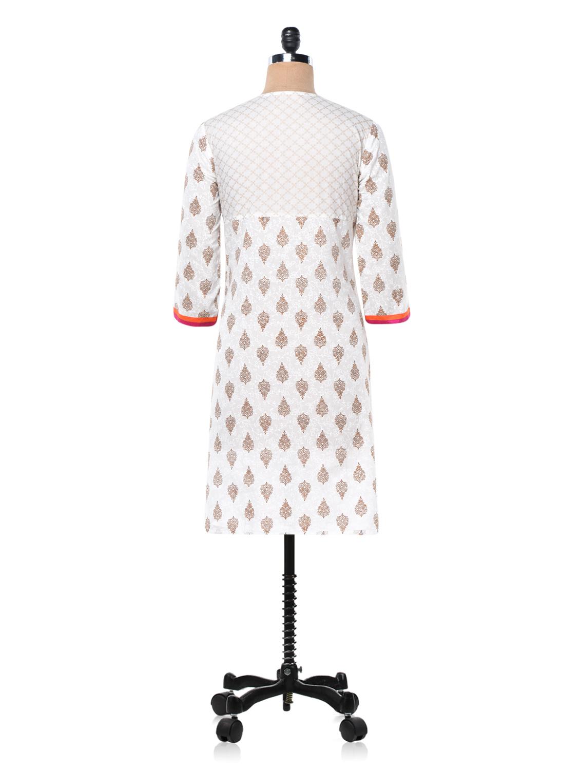white gold straight kurta - 1002136 - Zoom Image - 3
