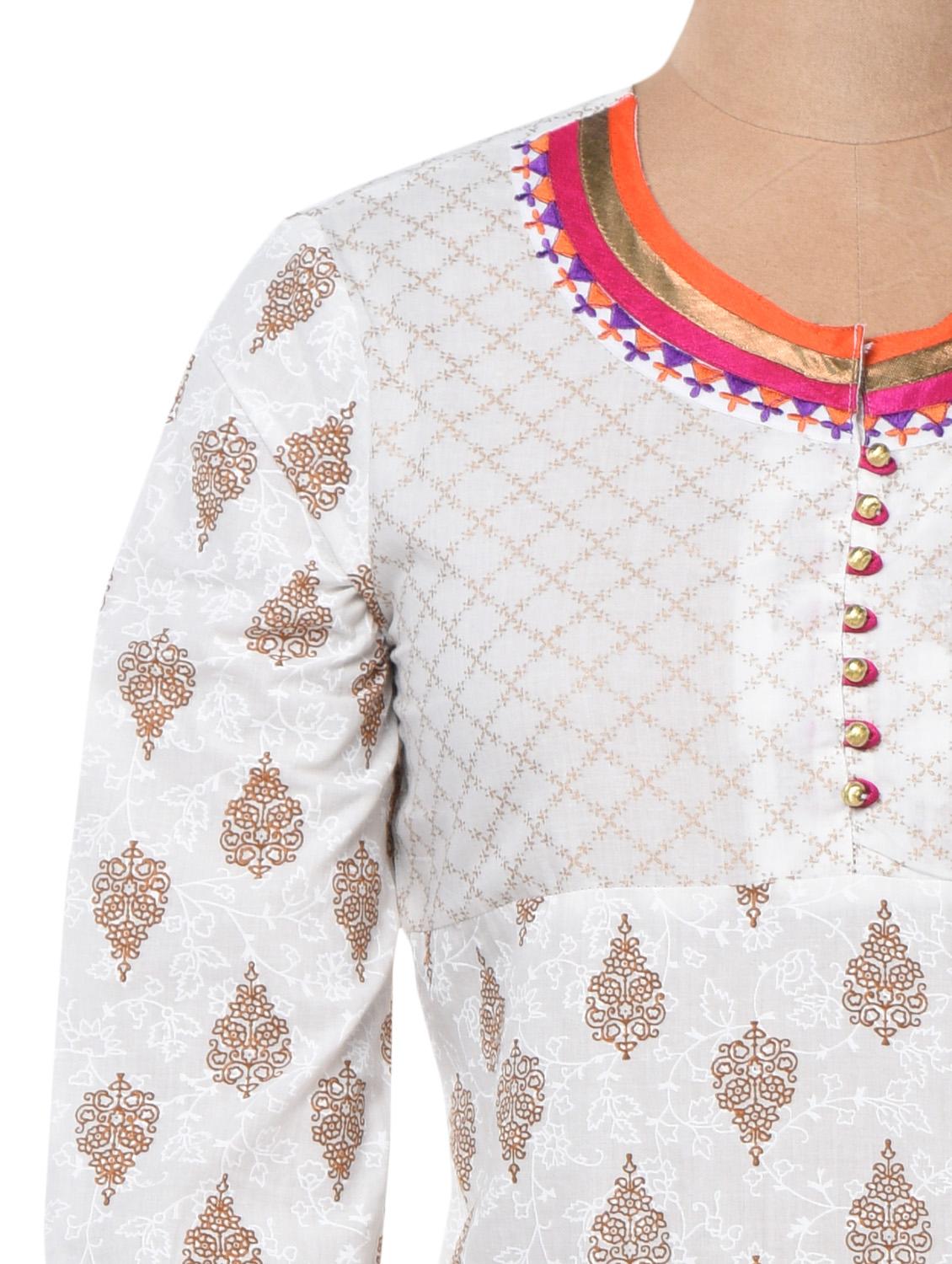 white gold straight kurta - 1002136 - Zoom Image - 4