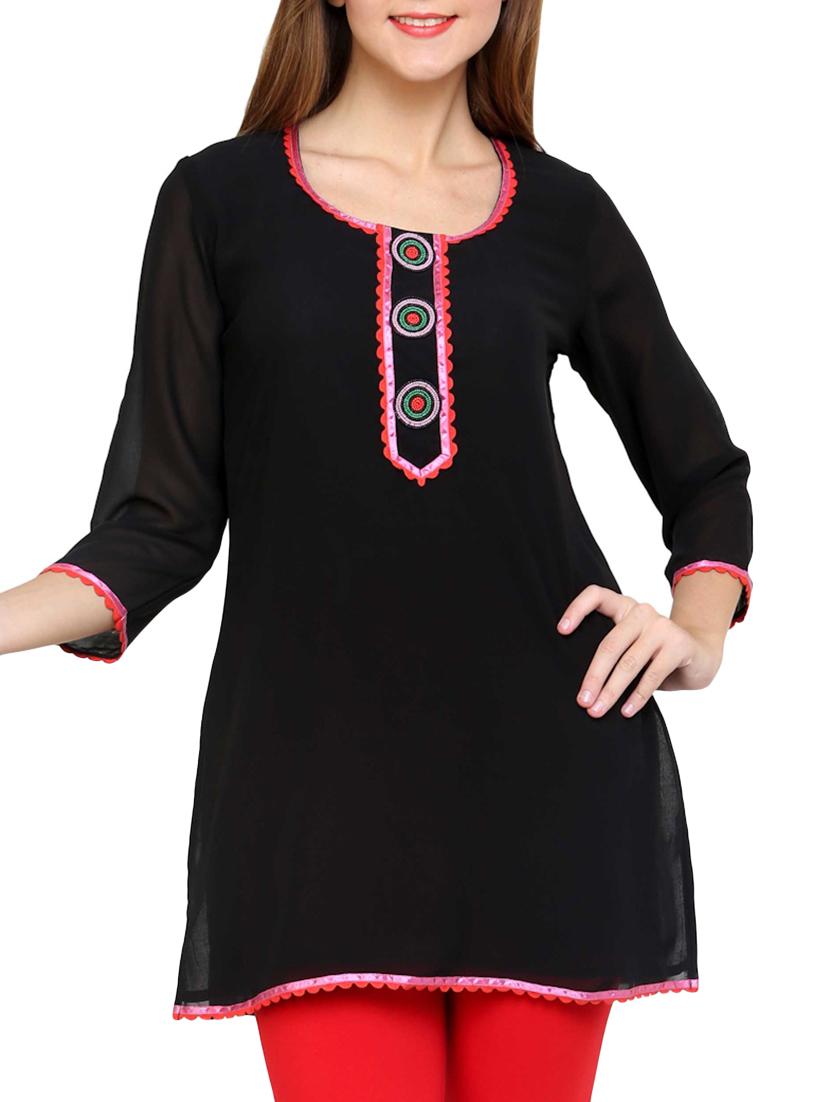 black georgette regular kurti - 10024376 - Zoom Image - 1