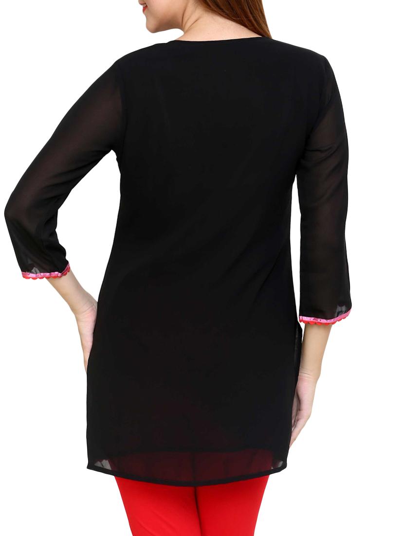 black georgette regular kurti - 10024376 - Zoom Image - 3