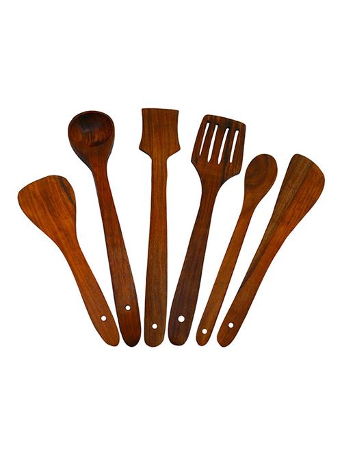 wooden serving and cooking spoon kitchen utensil set of 6 - 10032537 - Standard Image - 1