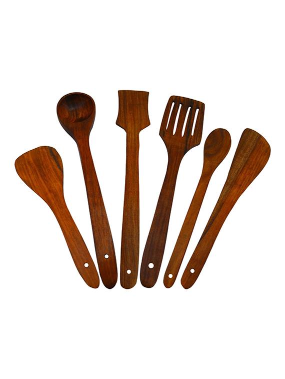 wooden serving and cooking spoon kitchen utensil set of 6 - 10032537 - Zoom Image - 1