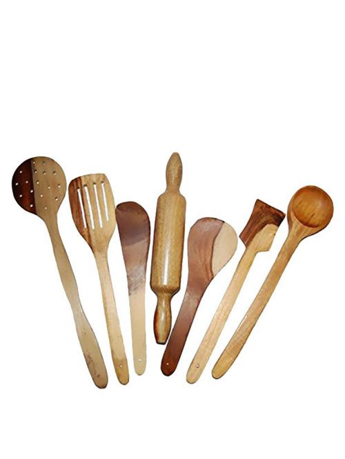 wooden spoon set of 7 pcs/ wooden spatula, ladle & kitchen tools set - 10032538 - Standard Image - 1