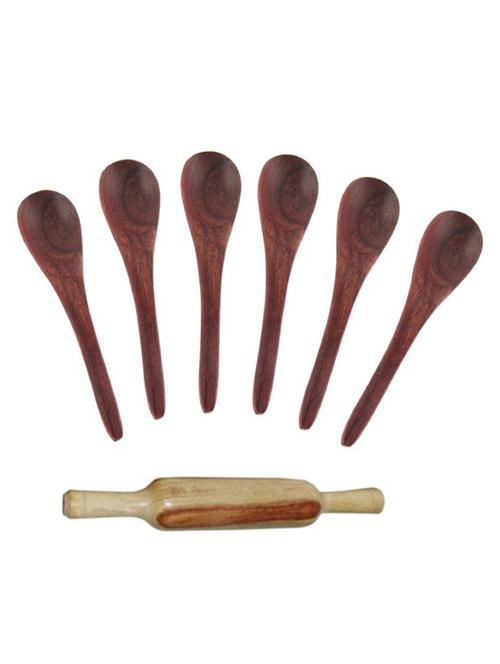 wooden 6 soup spoons and a rolling pin - 10032542 - Standard Image - 1