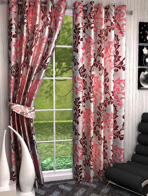 k decor set of 3 beautiful polyester window curtains (wcn3-007) - 10033693 - Standard Image - 1