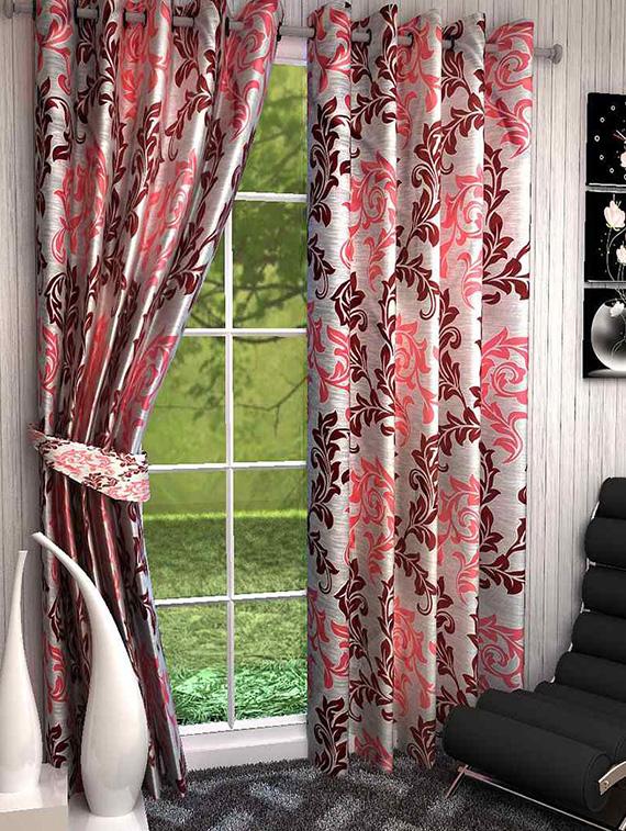 k decor set of 3 beautiful polyester window curtains (wcn3-007) - 10033693 - Zoom Image - 1
