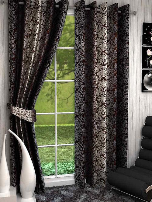 k decor set of 3 beautiful polyester window curtains (wcn3-030) - 10033716 - Standard Image - 1