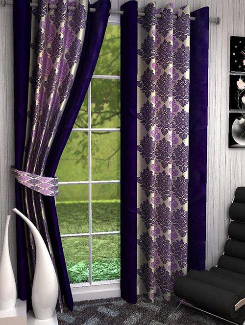 k decor set of 3 beautiful polyester window curtains (wcn3-048) - 10033734 - Standard Image - 1