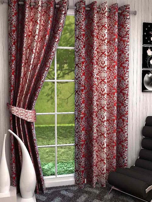 k decor set of 3 beautiful polyester window curtains (wcn3-069) - 10033755 - Standard Image - 1