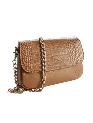 brown croc print leather sling bag - 10048709 - Standard Image - 2