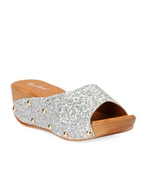 silver open-toed platform wedges - 1005731 - Standard Image - 2