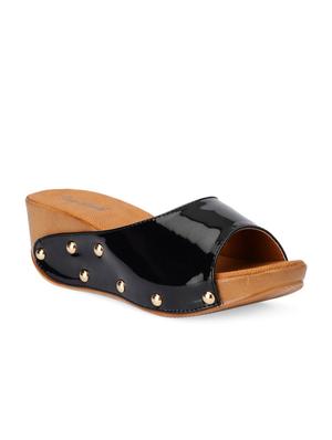 elegant black open-toed platform mules - 1005736 - Standard Image - 2