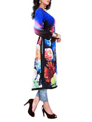 blue georgette straight kurta - 10062820 - Standard Image - 2