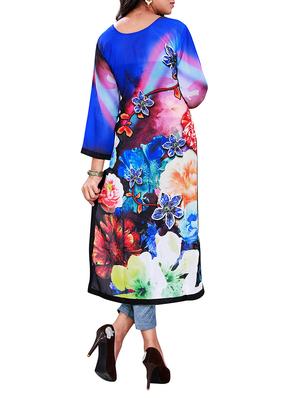 blue georgette straight kurta - 10062820 - Standard Image - 3