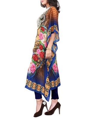 beige, multicolor polyester kaftan - 10062838 - Standard Image - 2