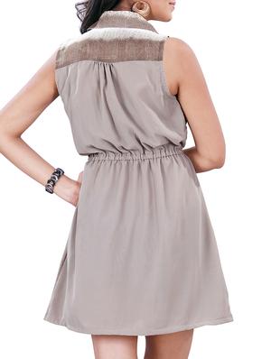 beige faux georgette dress - 10062843 - Standard Image - 3