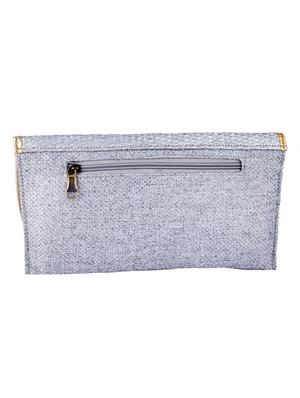 silver jute clutch - 10079540 - Standard Image - 2