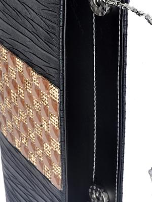 black wrinkle rexin clutch - 10079543 - Standard Image - 3