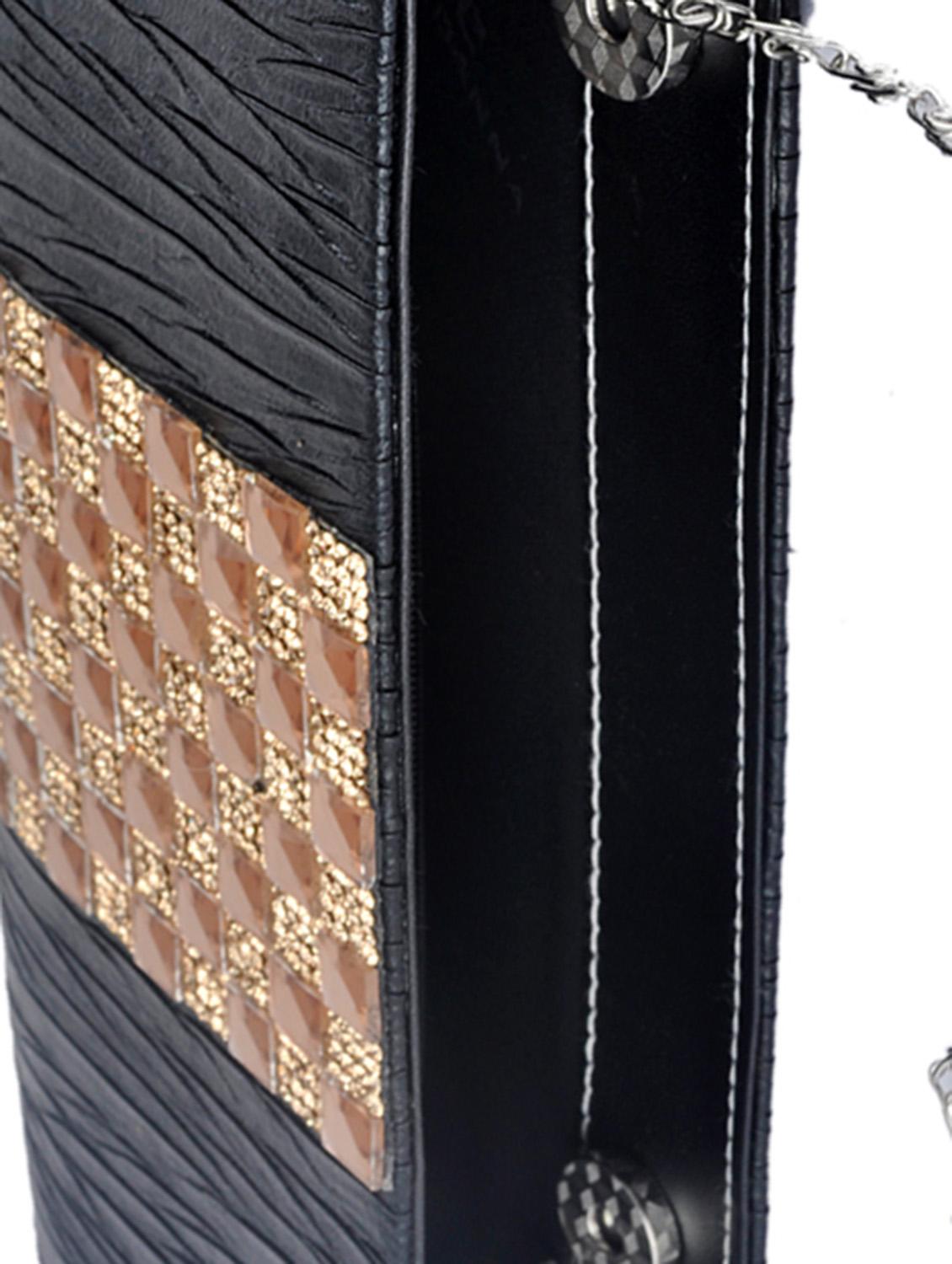black wrinkle rexin clutch - 10079543 - Zoom Image - 3