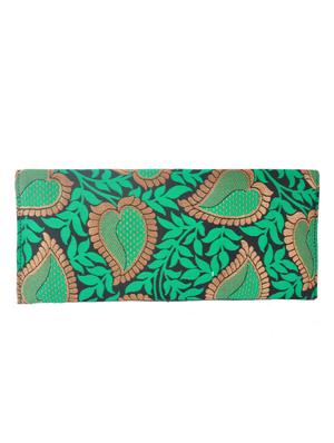 green brocade fabric clutch - 10079545 - Standard Image - 2